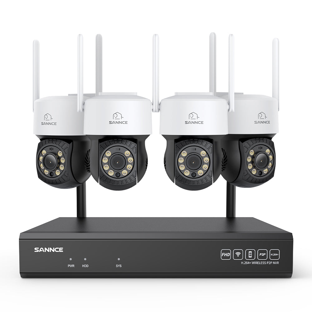 3MP 16-Kanal Kabelloses CCTV-PT-Kamerasystem mit 8MP NVR, 4× 3MP WLAN-IP-Kameras mit Schwenk- & Neigefunktion, Audioaufzeichnung, KI-Personenerkennung, Alexa-kompatibel