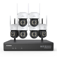 3MP 16-Kanal Kabelloses CCTV-PT-Kamerasystem mit 8MP NVR, 6× 3MP WLAN-IP-Kameras mit Schwenk- & Neigefunktion, Audioaufzeichnung, KI-Personenerkennung, Alexa-kompatibel