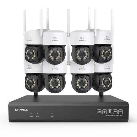 3MP 16-Kanal Kabelloses CCTV-PT-Kamerasystem mit 8MP NVR, 8× 3MP WLAN-IP-Kameras mit Schwenk- & Neigefunktion, Audioaufzeichnung, KI-Personenerkennung, Alexa-kompatibel