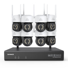 5MP 16-Kanal Kabelloses CCTV-PT-Kamerasystem mit 8MP NVR, 8× 5MP WLAN-IP-Kameras mit Schwenk- & Neigefunktion, Audioaufzeichnung, KI-Personenerkennung, Alexa-kompatibel