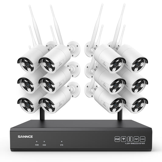 3MP 16-Kanal-Kabelloses Sicherheitskamerasystem, 8MP NVR, 3MP WiFi IP-Kamera, Zweiwege-Audio, IP66 wasserdicht, intelligente KI-Menschenerkennung, funktioniert mit Alexa