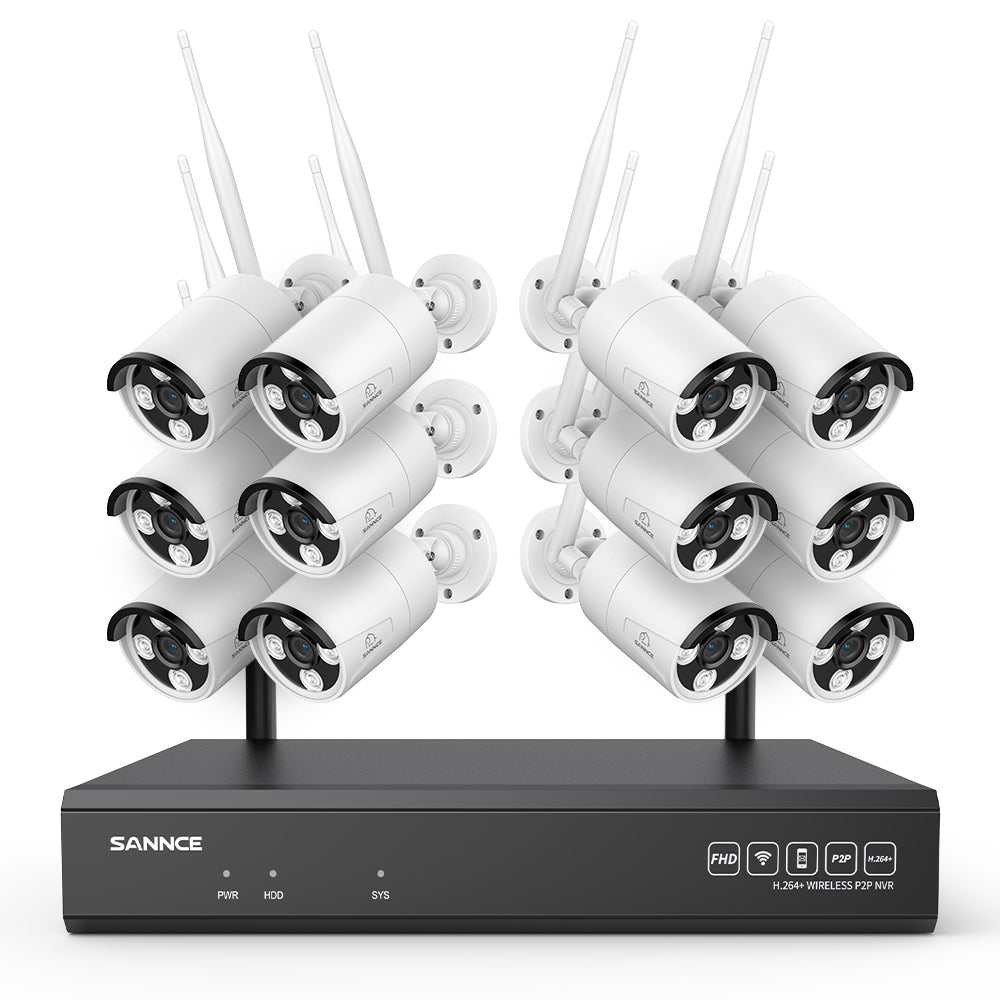 5MP 16-Kanal-Kabelloses Sicherheitskamerasystem, 8MP NVR, 5MP WiFi IP-Kamera, Zweiwege-Audio, IP66 wasserdicht, intelligente KI-Menschenerkennung, funktioniert mit Alexa