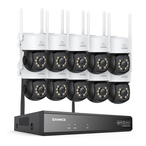 5MP 16-Kanal Kabelloses CCTV-PT-Kamerasystem mit 8MP NVR, 10× 5MP WLAN-IP-Kameras mit Schwenk- & Neigefunktion, Audioaufzeichnung, KI-Personenerkennung, Alexa-kompatibel