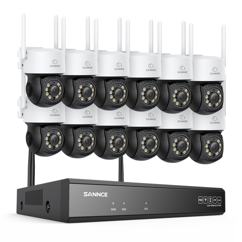 5MP 16-Kanal Kabelloses CCTV-PT-Kamerasystem mit 8MP NVR, 12× 5MP WLAN-IP-Kameras mit Schwenk- & Neigefunktion, Audioaufzeichnung, KI-Personenerkennung, Alexa-kompatibel