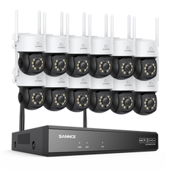 5MP 16-Kanal Kabelloses CCTV-PT-Kamerasystem mit 8MP NVR, 12× 5MP WLAN-IP-Kameras mit Schwenk- & Neigefunktion, Audioaufzeichnung, KI-Personenerkennung, Alexa-kompatibel