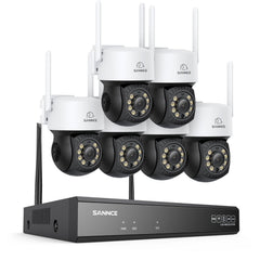 5MP 16-Kanal Kabelloses CCTV-PT-Kamerasystem mit 8MP NVR, 6× 5MP WLAN-IP-Kameras mit Schwenk- & Neigefunktion, Audioaufzeichnung, KI-Personenerkennung, Alexa-kompatibel
