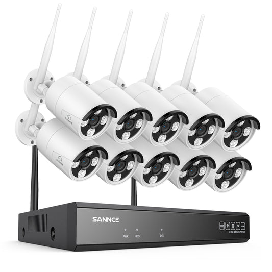 3MP 16-Kanal-Kabelloses Sicherheitskamerasystem, 8MP NVR, 3MP WiFi IP-Kamera, Zweiwege-Audio, IP66 wasserdicht, intelligente KI-Menschenerkennung, funktioniert mit Alexa