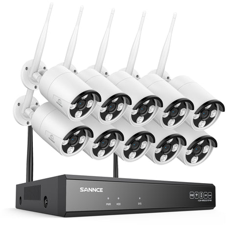 3MP 16-Kanal-Kabelloses Sicherheitskamerasystem, 8MP NVR, 3MP WiFi IP-Kamera, Zweiwege-Audio, IP66 wasserdicht, intelligente KI-Menschenerkennung, funktioniert mit Alexa