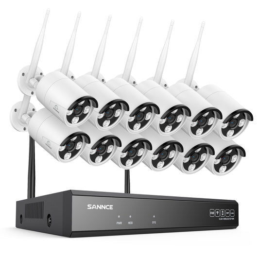 3MP 16-Kanal-Kabelloses Sicherheitskamerasystem, 8MP NVR, 3MP WiFi IP-Kamera, Zweiwege-Audio, IP66 wasserdicht, intelligente KI-Menschenerkennung, funktioniert mit Alexa