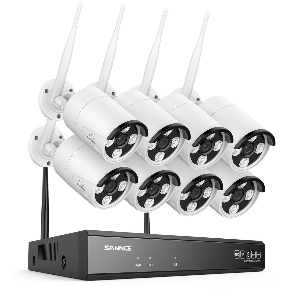 3MP 16-Kanal-Kabelloses Sicherheitskamerasystem, 8MP NVR, 3MP WiFi IP-Kamera, Zweiwege-Audio, IP66 wasserdicht, intelligente KI-Menschenerkennung, funktioniert mit Alexa