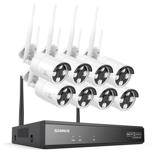4K 16-Kanal-Kabelloses Sicherheitskamerasystem, 8MP NVR, 8MP WiFi IP-Kamera, Zweiwege-Audio, IP66 wasserdicht, intelligente KI-Menschenerkennung, funktioniert mit Alexa