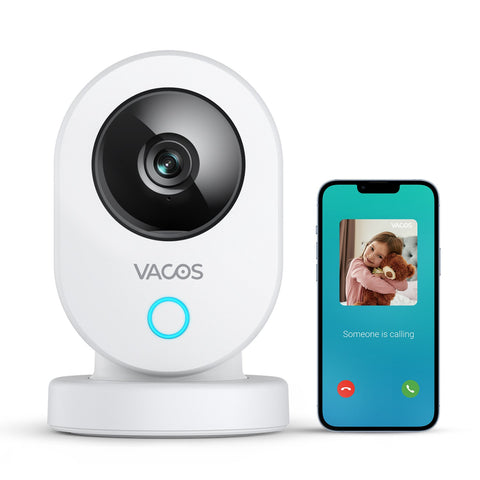 Vacos WLAN 2K 3MP Überwachungskamera für Innen, mit 360° Blickwinkel für Haustier/Baby/Nanny, Zwei-Wege-Audio, Bewegungserkennung, Unterstützung Für Alexa/Google