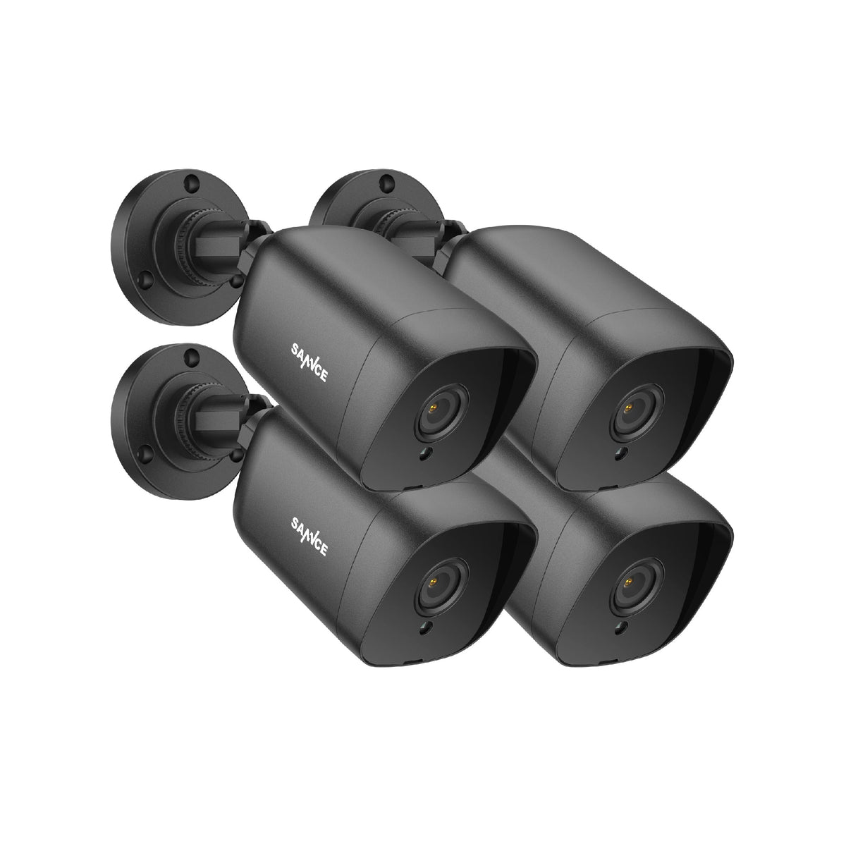4 Stück 5MP Full HD Bullet Überwachungskamera Set, kabelgebunden, Rund-um-die-Uhr-Überwachung, 100ft Nachtsicht, IP66 Wasserdicht, Schwarz