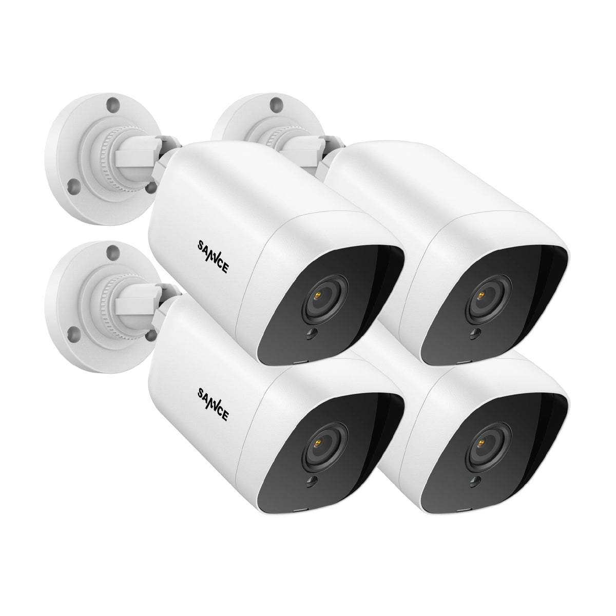 4 Stück 1080P Full HD Innen/Außen Überwachungskamera, 100ft Nachtsicht, Ultra-Weitwinkel, Digitales WDR & DNR, IP66 Wasserdicht (Bullet/Turret Kamera)