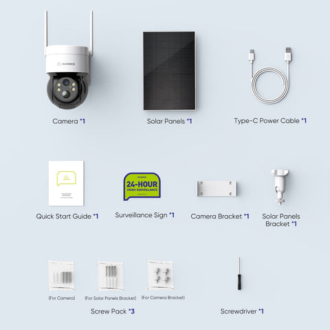 WLAN IP Überwachungskamera Aussen Akku mit Solarpanel, 4MP Super HD (2560x1440), 350°/90° PT Schwenkbar, Farbnachtsicht, 2-Wege-Audio, Kompatibel mit Alexa