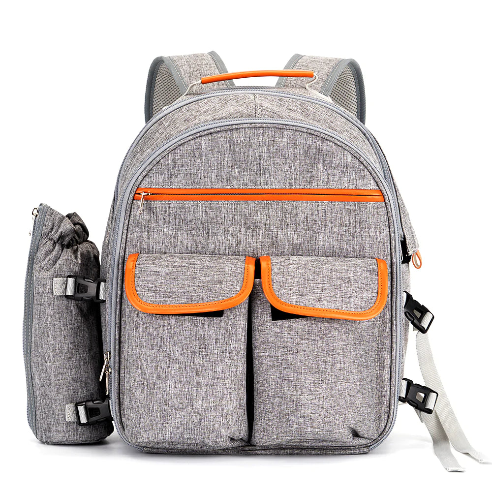 Picnic Backpack for 4 Person Set, with Insulated Bottle Holder, Large Capacity, for Beach, Park, Camping