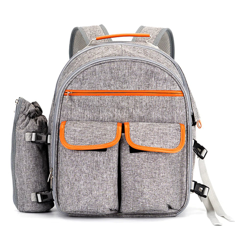 Picnic Backpack for 4 Person Set, with Insulated Bottle Holder, Large Capacity, for Beach, Park, Camping