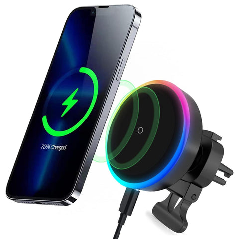 Magnetische kabellose Kfz-Ladegerät-Halterung mit Lüfter, Magnete richten das Telefon automatisch aus, kompatibel mit MagSafe und iPhone 14/13/12 Serien und magnetischen Hüllen