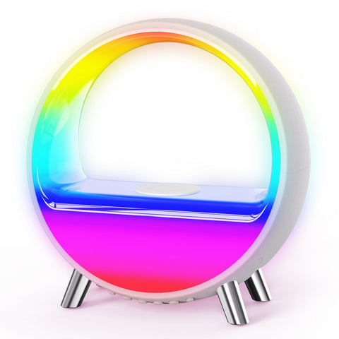Arches Gradual Sunrise Alarm Clock w/ Wireless Charging for iPhone, White Noise for Sleeping, Bluetooth Speaker, Sound with Night Lights, Gift for Adults/Kids/Baby, Work with Alexa