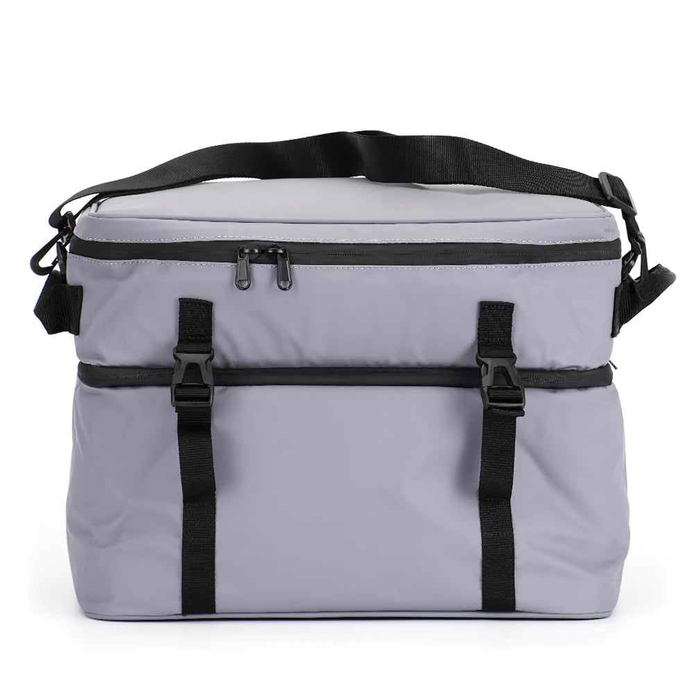 Isolierte Doppeldecker-Kühltasche, faltbare und auslaufsichere Lunch-Kühltasche für Camping, Strand, Picknick