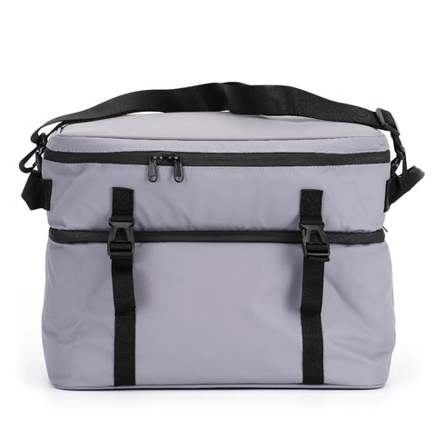 Isolierte Doppeldecker-Kühltasche, faltbare und auslaufsichere Lunch-Kühltasche für Camping, Strand, Picknick