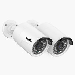 Zertifiziert überholt  Packung mit zwei Stück  3MP Full HD PoE IP Bullet-Überwachungskamera mit/Audioaufzeichnung für SANNCE NVR N98PBD/N96PBK