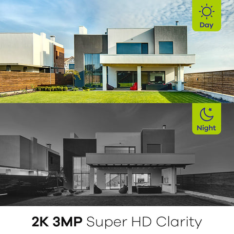 WLAN 3MP 10CH Überwachungskamera Set für Außen, Audioaufnahme, IP66 Wasserdicht, KI-Personenerkennung, Alexa Unterstützung (2x3MP IP Bullet-Kamera und 8MP 10CH NVR)