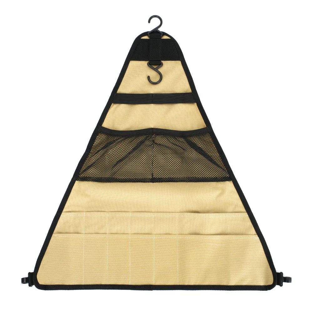 Dreieckiger Organizer für Campingutensilien, Aufbewahrungstasche für Outdoor-Geschirr mit Haken, Picknick-Bestecktasche mit mehreren Fächern zum Grillen, Braten und Kochen