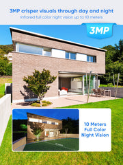 3MP 10CH WLAN PTZ & Bullet Überwachungskamera Set, 350°/90° PTZ Schwenkbar, Kabellose Repeater, 2-Wege-Audio, KI-Personenerkennung, Kompatibel mit Alexa (4xPTZ Kamera, 2xBullet Kamera und 8MP 10CH NVR)