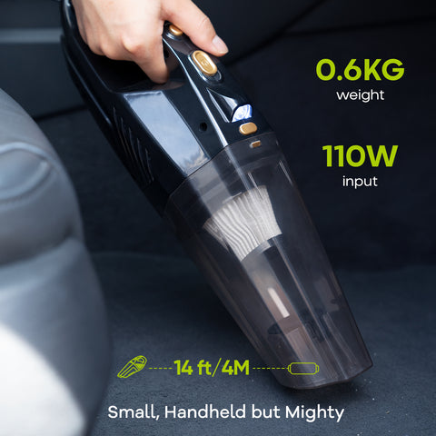 Autostaubsauger mit LED-Licht – Handstaubsauger zur Auto-Reinigung – 8000Pa 110W 12V – Adapter zum Anschluss an den Zigarettenanzünder –4 m Kabel