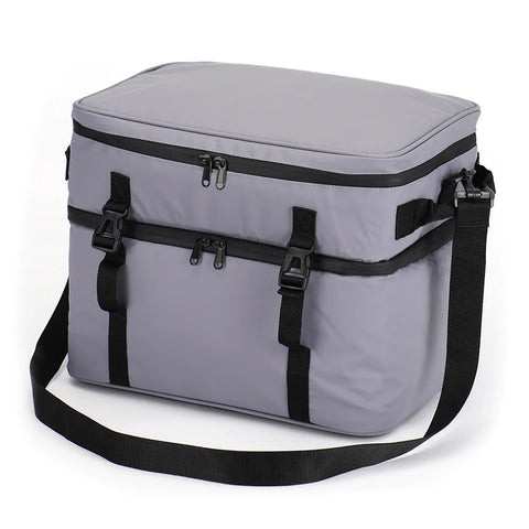 Isolierte Doppeldecker-Kühltasche, faltbare und auslaufsichere Lunch-Kühltasche für Camping, Strand, Picknick