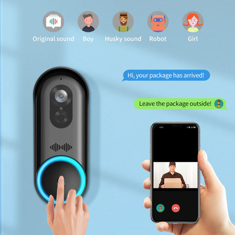 2MP Smart Video Doorbell, Two-Way Audio, PIR Human Detection, Day Night Vision, 6400mAh Rechargeable Battery, Work With Alexa and Google Home, Support TF Card & Cloud Storage