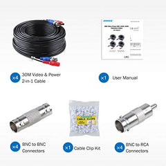 BNC Kabel TVI/AHD/CVBS/CVI Videokabel CCTV DVR 4 x 30M DC Power für Überwachungssystem