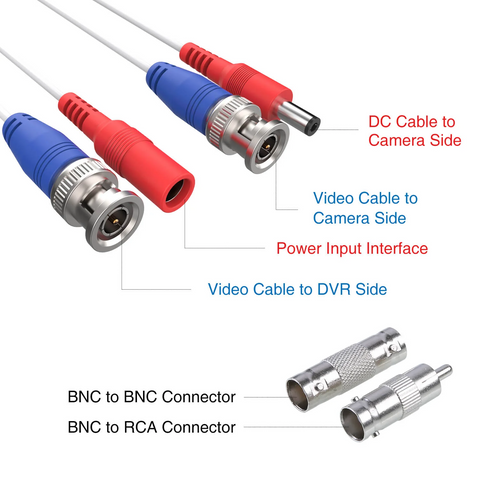 BNC Kabel TVI/AHD/CVBS/CVI CCTV DVR, 100/150 ft (30/45 Meter) 2-in-1 Video & Stromkabel für Überwachungssystem