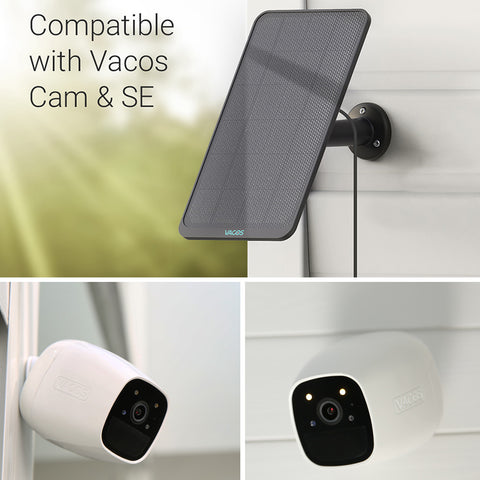 Solar Panel Compatible with Vacos Camera/SE Outdoor Indoor Security Camera, Waterproof Power Continuously, 13ft/4m Cable