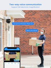 3MP 10CH WLAN PTZ & Bullet Überwachungskamera Set, 350°/90° PTZ Schwenkbar, Kabellose Repeater, 2-Wege-Audio, KI-Personenerkennung, Kompatibel mit Alexa (4xPTZ Kamera, 2xBullet Kamera und 8MP 10CH NVR)
