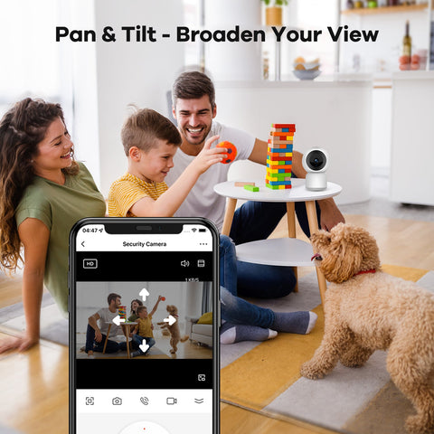WLAN 2K 3MP IP Kamera für Innen, Baby- und Haustierüberwachung, Pan & Tilt, intelligente Bewegungsverfolgung, KI Personenerkennung, Zwei-Wege-Audio, Unterstützt Cloud/Max. 128 GB lokalen