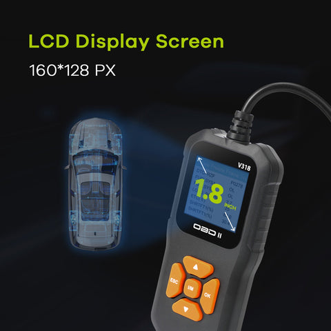 OBD2 Scanner w/ Color Screen, V318 Car Engine Fault Code Reader Erase Enhanced OBD II Diagnostic Scan Tool, Check State Emission Monitor Status