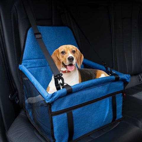 Dog Car Seat Puppy Portable Pet Booster Travel Carrier Cage for Small & Medium Pets, Oxford Breathable Soft Washable Folding Bags w/ Safety Leash and PVC Support Pipe, Anti-Collapse