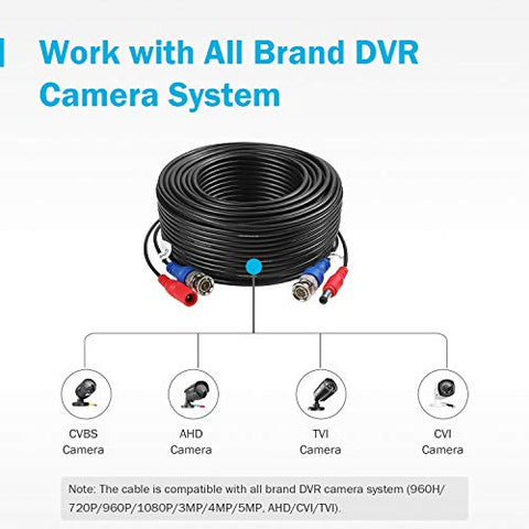 BNC Kabel TVI AHD CVBS CVI Videokabel CCTV DVR 4 x 30M DC Power für Überwachungskamera Videoüberwachung Überwachungssystem Schwarz