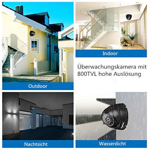 Dome Kamera,SANNCE Analoge IP66 Wasserdicht Überwachungskamera 800TVL Camera mit 24 rotem LED Licht