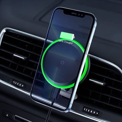 Magnetische kabellose Kfz-Ladegerät-Halterung mit Lüfter, Magnete richten das Telefon automatisch aus, kompatibel mit MagSafe und iPhone 14/13/12 Serien und magnetischen Hüllen