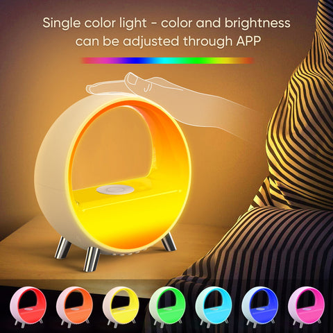Arches Gradual Sunrise Alarm Clock w/ Wireless Charging for iPhone, White Noise for Sleeping, Bluetooth Speaker, Sound with Night Lights, Gift for Adults/Kids/Baby, Work with Alexa