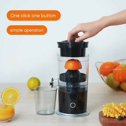 Electric Citrus Juicer, Patented Hands-Free 1-Button Easy Press Squeezer for Lemon Lime Orange Grapefruit, Wireless Portable Juice Machine, Easy Clean, USB Rechargeable, 200ml