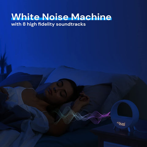 Arches Gradual Sunrise Alarm Clock w/ Wireless Charging for iPhone, White Noise for Sleeping, Bluetooth Speaker, Sound with Night Lights, Gift for Adults/Kids/Baby, Work with Alexa