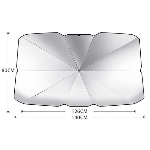 Car Windshield Sunshade, Foldable Umbrella Reflective Sunshade for Vehicle Front Window Blocks UV Rays Heat Keep Your Car Cool and Comfortable