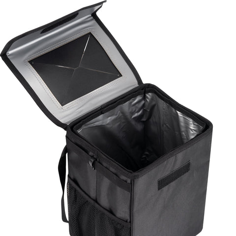 Car Trash Can with Lid and Storage Pockets, Eco-friendly, Reusable, 100% Leak-Proof Auto Organizer, Waterproof Garbage Can, Multipurpose Trash Bin