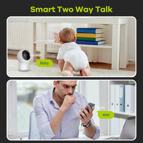 WLAN 2K 3MP IP Kamera für Innen, Baby- und Haustierüberwachung, Pan & Tilt, intelligente Bewegungsverfolgung, KI Personenerkennung, Zwei-Wege-Audio, Unterstützt Cloud/Max. 128 GB lokalen