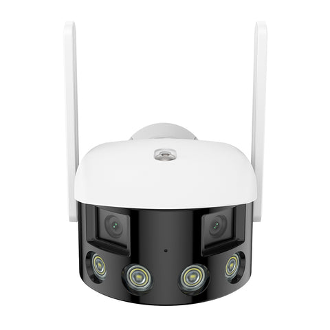 5MP 8 Kanal POE Überwachungskamera Set, Farbnachtsicht, Plug und Play, Personenerkennung, Zwei-Wege-Audio, IP66 Wasserdicht (1xDual-Lens Panorama Kameram, 4x5MP POE Kamera und 8MP 8CH NVR)