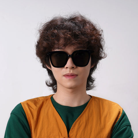 Square Polarized Sunglasses for Women Men Oversized Vintage Shades, Acetate Frame with Nylon Lens